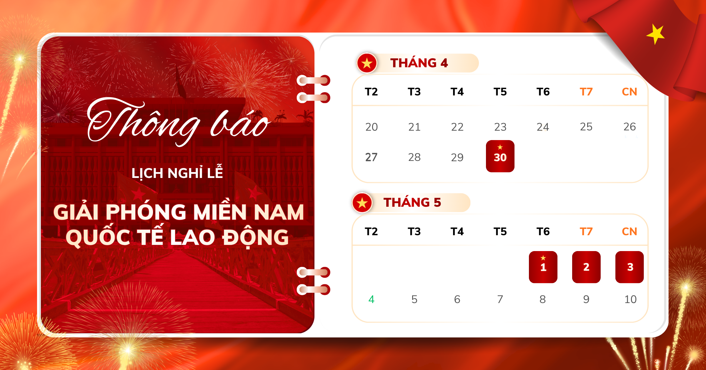 Lịch nghỉ 30.4.26