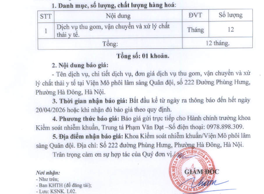 Thu gom, vận chuyển và xử lý chất thải y t ế
